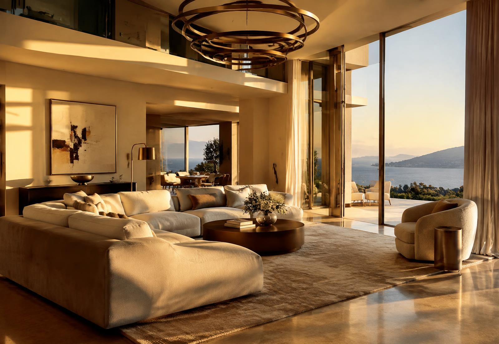 Luxury home interior overlooking the sea